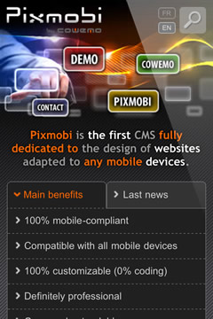 Pixmobi mobile website